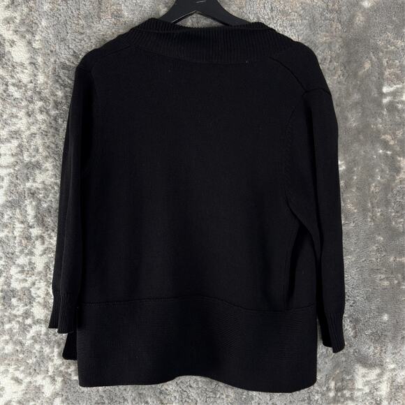 Ivanka Trump Size M Open Front Cardigan Sweater Black Long Sleeve Zipper - Picture 4 of 9